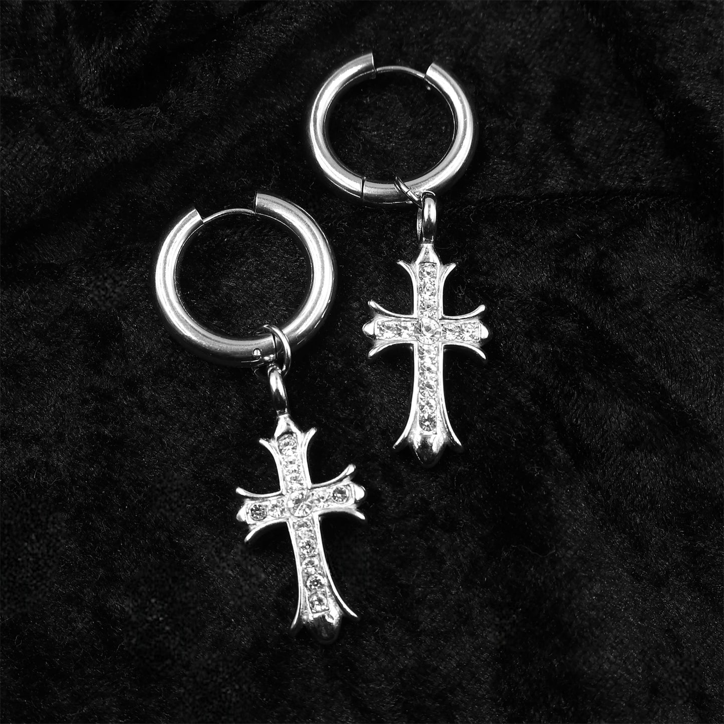 Bling Cross Hoops
