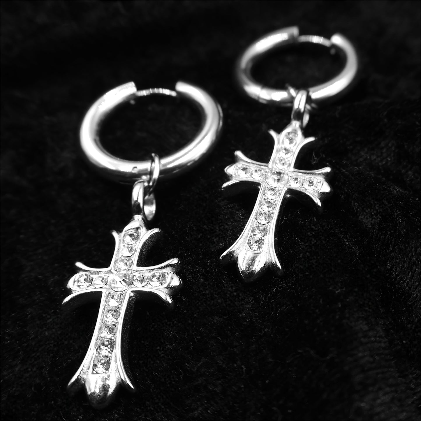 Bling Cross Hoops