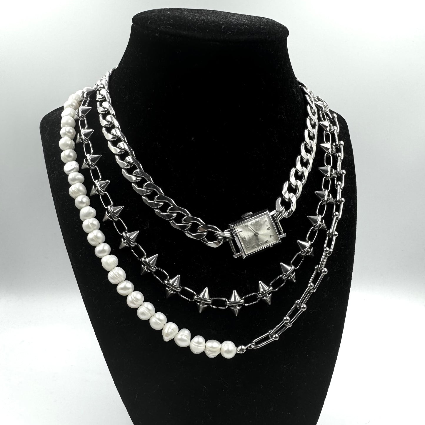 Watch Pearl Necklace Set