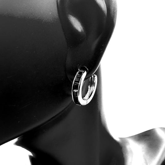 Black Studded Hoops