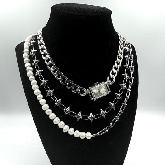 Watch Pearl Necklace Set